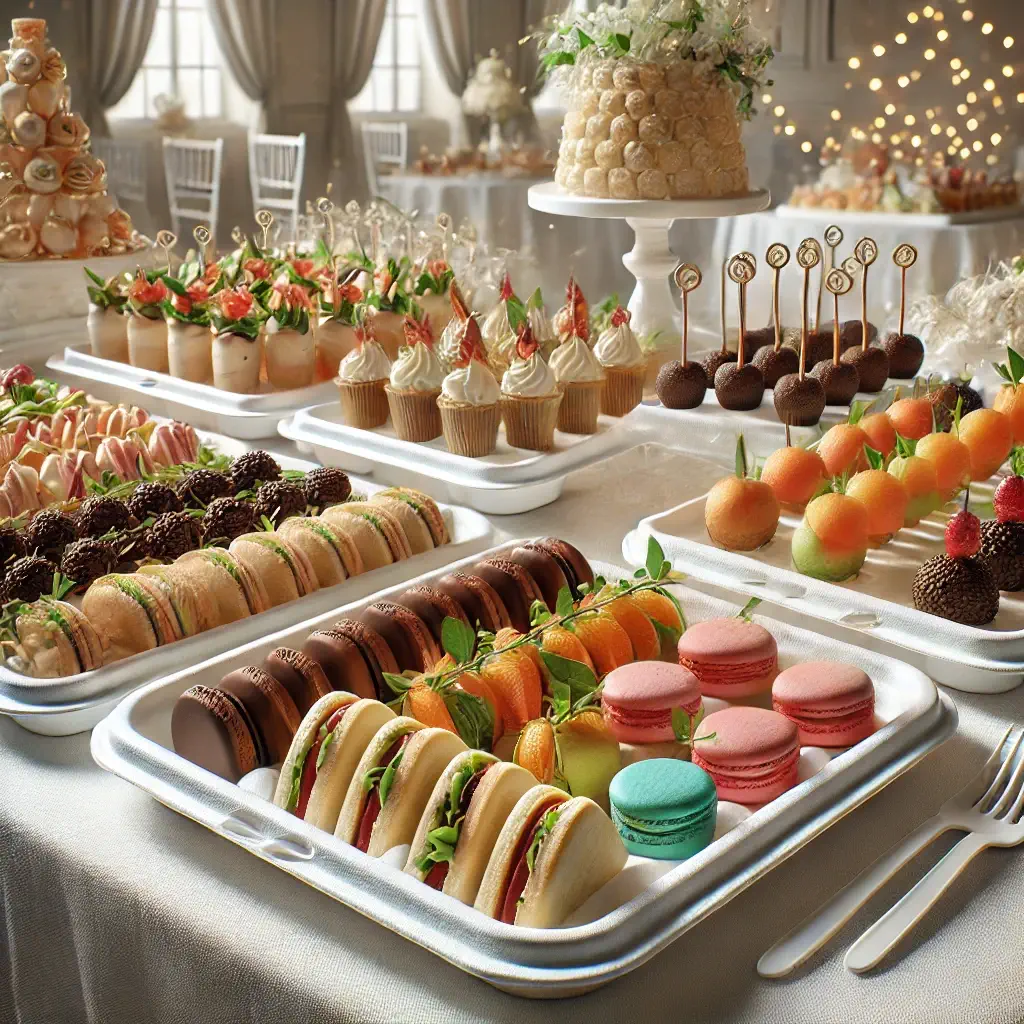 bandejas desechables para comida utilizada para canapes